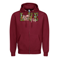 Burgundy love pig Zipper Hoodie - SublimationCraftShop