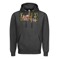 Charcoal Heather love pig Zipper Hoodie - SublimationCraftShop