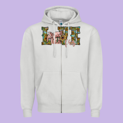 Love Pig Zipper Hoodie Designed By Sublimationcraftshop