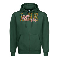Sports Green love pig Zipper Hoodie - SublimationCraftShop