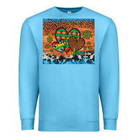 Ocean Blue autism awareness hearts leopard cowhide Premium Sweatshirt - Artiststas