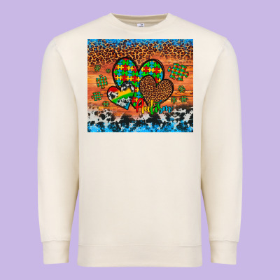 Autism Awareness Hearts Leopard Cowhide Premium Sweatshirt Designed By Artiststas