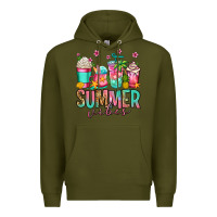 Army Green summer vibes coffee cups Premium Hoodie - Jasminsmagicworld