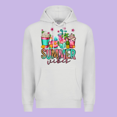 Summer Vibes Coffee Cups Premium Hoodie Designed By Jasminsmagicworld