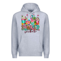 Heather Grey summer vibes coffee cups Premium Hoodie - Jasminsmagicworld
