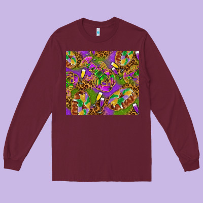 Mardi Gras With Crabs Tumbler Long Sleeve Tee Designed By Howdyjamesfarm