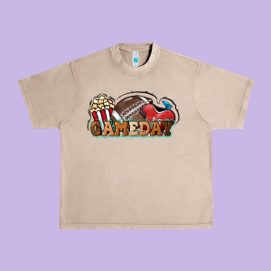 Game Day Football Popcorn Urban Heavy Tee Designed By Howdyjamesfarm