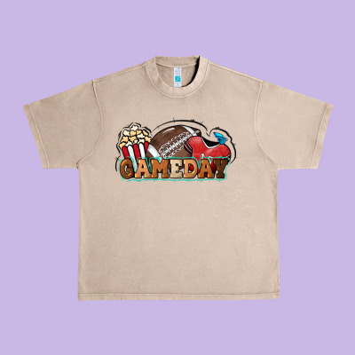 Game Day Football Popcorn Urban Heavy Tee Designed By Howdyjamesfarm