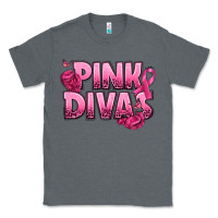 Charcoal Heather Pink Divas Breast Cancer Classic Tee - NancyCooperArtShop