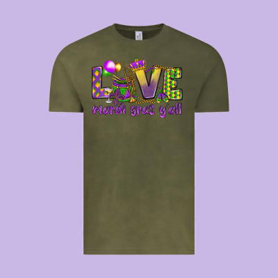 Love Mardi Gras Y'all Vintage Tee Designed By Howdyjamesfarm