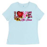 Baby Blue valentine's day love like jesus Ladies Tee - RanaPortraitStore