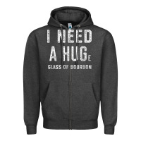Charcoal Heather I Need a HUGe Glass of Bourbon T Shirt Bourbon Gifts for Him Zipper Hoodie - minhPixels