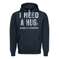 Navy I Need a HUGe Glass of Bourbon T Shirt Bourbon Gifts for Him Zipper Hoodie - minhPixels