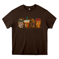 Chocolate Brown leopard and cowhide drink Heavy Core Tee - RacoonDesign