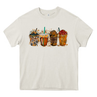 Cream leopard and cowhide drink Heavy Core Tee - RacoonDesign