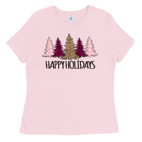 Bubblegum Pink Happy Holidays Tree Ladies Tee - Bettercallsaul