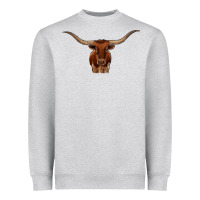 Heather Grey texas longhorn illustration Heavyweight Sweatshirt - CowhideDigitalArt