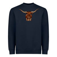 Navy texas longhorn illustration Heavyweight Sweatshirt - CowhideDigitalArt