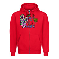 Red life is better İn flip flops Zipper Hoodie - CowhideDigitalArt