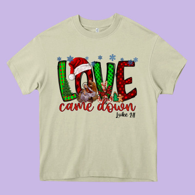 Love Came Dow Christmas Heavy Core Tee Designed By Racoondesign