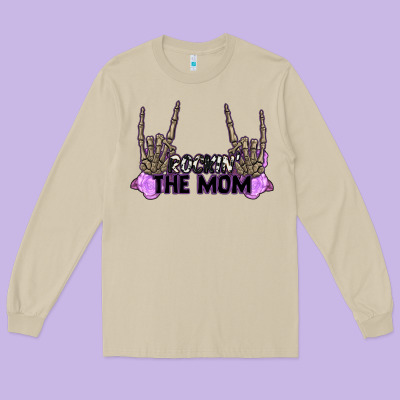 Rockin' The Mom Long Sleeve Tee Designed By Cowgirlartshop