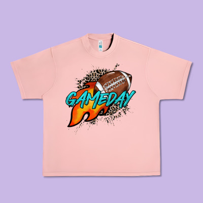 Game Day Leopard Fire And Ball Urban Heavy Tee Designed By Howdyjamesfarm