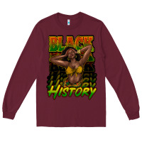 Burgundy Black history afro woman Long Sleeve Tee - HowdyJamesFarm