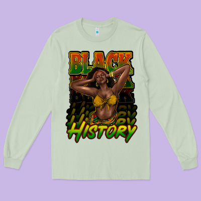 Black History Afro Woman Long Sleeve Tee Designed By Howdyjamesfarm