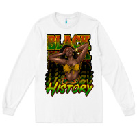 White Black history afro woman Long Sleeve Tee - HowdyJamesFarm
