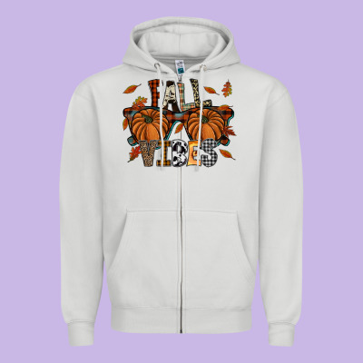 Fall Vibes Zipper Hoodie Designed By Sublimationcraftshop