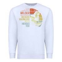 White Mens Welder Because Engineers Need Heroes Too Gifts Funny Welding Premium Sweatshirt - minhPixels