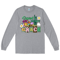 Heather Grey Saved by his grace Easter Long Sleeve Tee - CowGirlArtShop