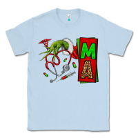 Dusty Blue Christmas Character Nurse Classic Tee - NancyCooperArtShop