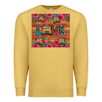 Antique Gold love school bus leopard Premium Sweatshirt - Artiststas