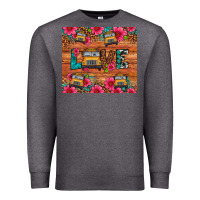 Charcoal Heather love school bus leopard Premium Sweatshirt - Artiststas