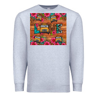 Heather Grey love school bus leopard Premium Sweatshirt - Artiststas