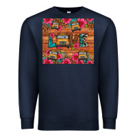Navy love school bus leopard Premium Sweatshirt - Artiststas