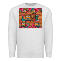Oatmeal Heather love school bus leopard Premium Sweatshirt - Artiststas