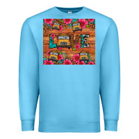 Ocean Blue love school bus leopard Premium Sweatshirt - Artiststas