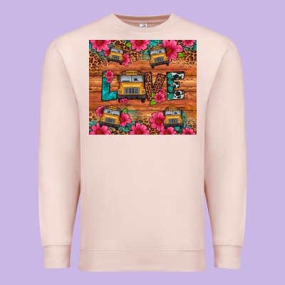 Love School Bus Leopard Premium Sweatshirt Designed By Artiststas