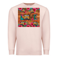 Pale Pink love school bus leopard Premium Sweatshirt - Artiststas