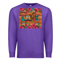 Purple love school bus leopard Premium Sweatshirt - Artiststas