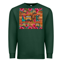 Sports Green love school bus leopard Premium Sweatshirt - Artiststas