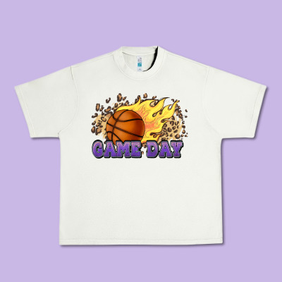 Game Day Basketball Leopard Flames Fireball Urban Heavy Tee Designed By Howdyjamesfarm