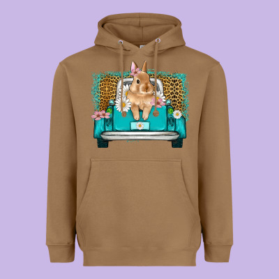 Easter Bunny Truck Heavyweight Hoodie Designed By Artiststas
