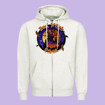 Bad Witch Vibes Zipper Hoodie Designed By Sublimationcraftshop