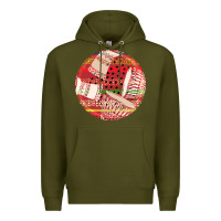 Army Green african fabric pattern round earrings 2 Premium Hoodie - BundleAndBundleShop