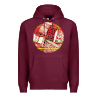 Burgundy african fabric pattern round earrings 2 Premium Hoodie - BundleAndBundleShop