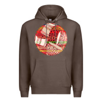 Coffee african fabric pattern round earrings 2 Premium Hoodie - BundleAndBundleShop