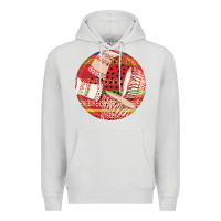Dove Grey african fabric pattern round earrings 2 Premium Hoodie - BundleAndBundleShop